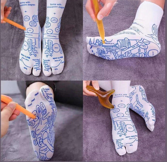 2 CALCETINES DE ACUPRESIÓN Y REFLEXOLOGÍA PARA MASAJE DE PIES