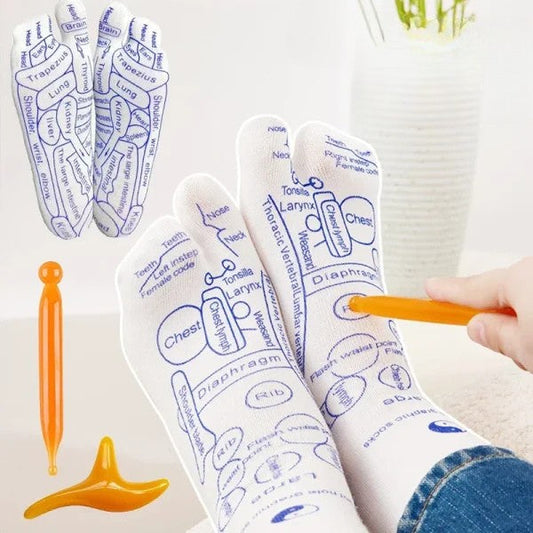 2 CALCETINES DE ACUPRESIÓN Y REFLEXOLOGÍA PARA MASAJE DE PIES